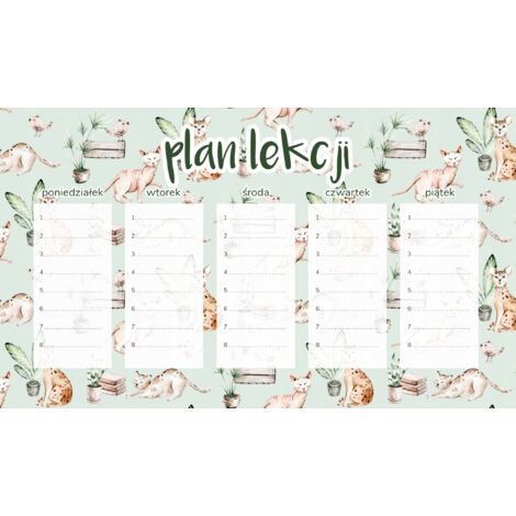 HORARIO DE CLASES PARA NEVERA MAGNÉTICA 45x26CM