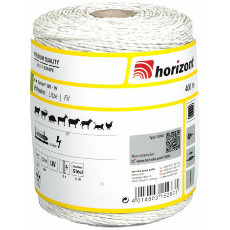 Horizont – Fil électrique FARMER W6 400m – Conducteur 0,18mm – Résistance linéique 4,98 Ohm/m – Charge de rupture 60 kg – Protection UV