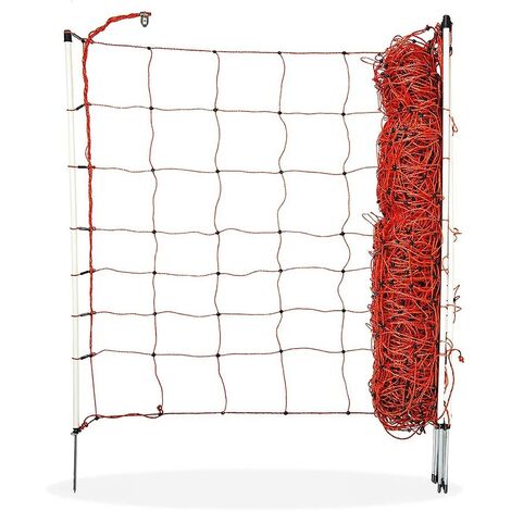Horizont – Filet électrifiable pour moutons 0.90 m x 50 m – 14 piquets simple pointe – 3 conducteurs inox 0.2 mm – Pour pâturages temporaires