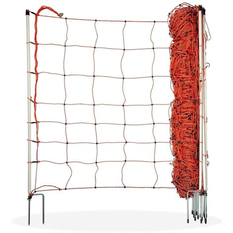 Horizont – Filet électrifiable pour chiens 50m – 14 piquets double pointe – Résistant aux intempéries – Pour terrains vallonnés