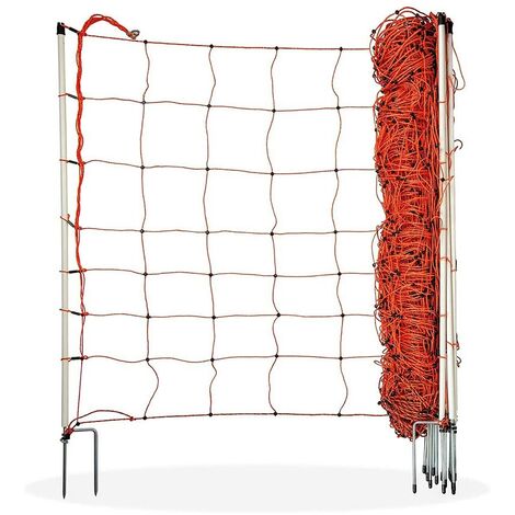 Horizont – Filet électrifiable pour moutons 50m x 90cm – 14 piquets à double pointe – Résistant aux intempéries – Installation facile sur terrains vallonnés