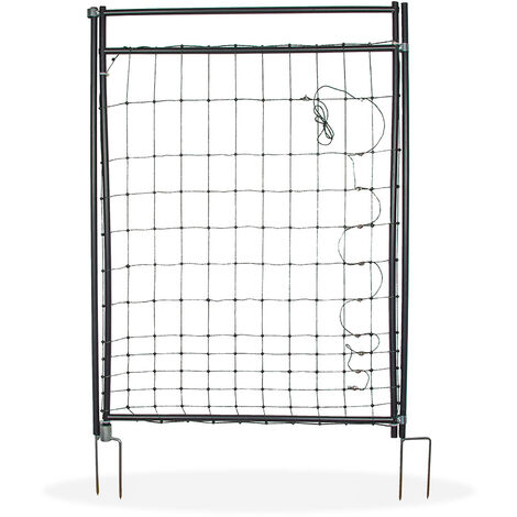 Horizont – Portillon grillagé électrifiable 1.20 m x 0.90 m – Piquets en PVC – Cadre isolé – Accessoires de raccordement inclus