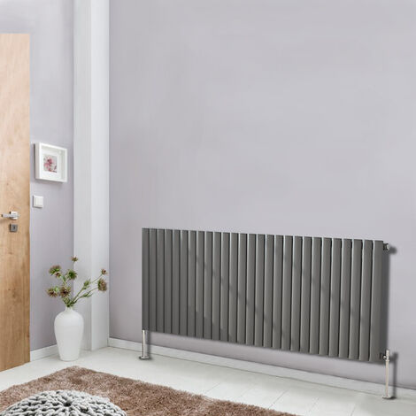 Horizontal 600x1593 Oval Column Single Panel Designer Radiator Premium Bathroom Central Heating Anthracite