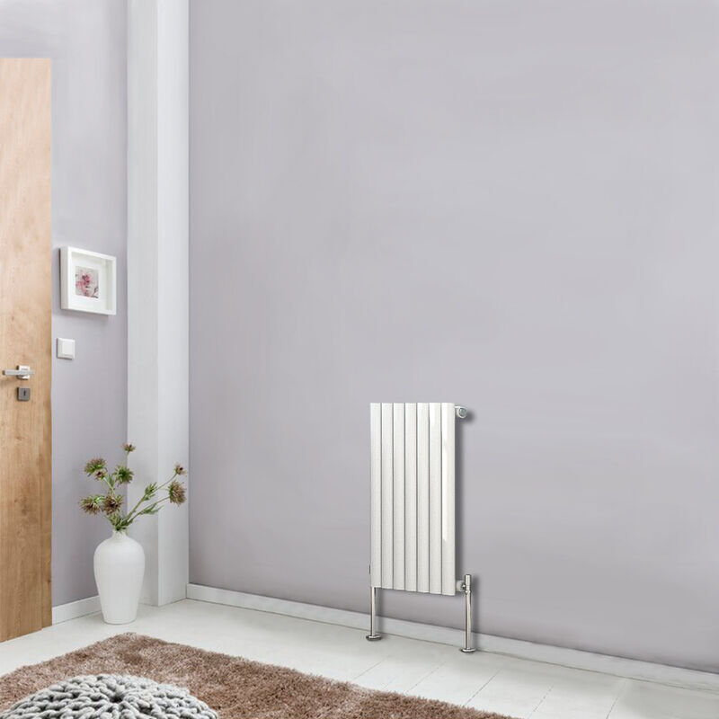 Horizontal 600x413mm Single Panel Oval Column Designer Radiator White Bathroom Central Heating