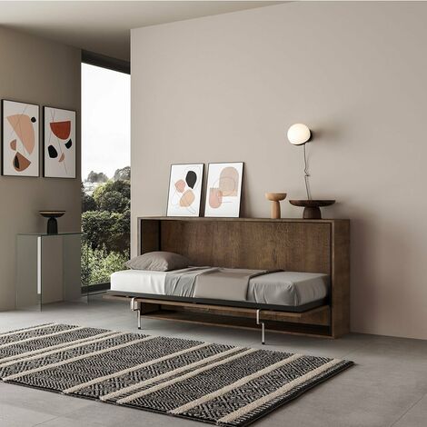 Horizontal zusammenklappbares Einzelbett 85x185cm Holzlattenrost Kando NC