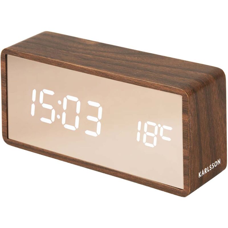 Réveil led en abs effet bois Copper