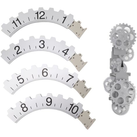 Horloge à engrenages mobiles 3D rétro, grande horloge à engrenages suspendue, roue mécanique rotative, horloge murale décorative, argent