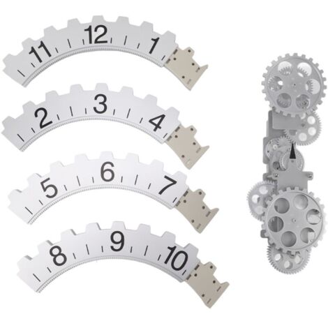 Horloge à engrenages mobiles 3D rétro, grande horloge à engrenages suspendue, roue mécanique rotative, horloge murale décorative, argent