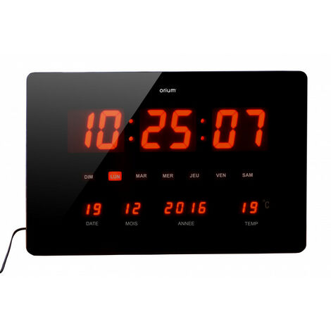 Orium 11122 Horloge murale 36 cm x 22 cm x 2.2 cm noir
