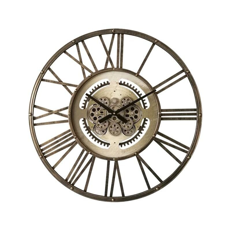 Horloge à mécanismes ajourée métal cuivre 70cm