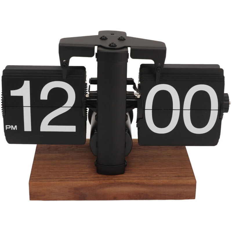 Horloge à Rabat rétro – Horloge de Bureau numérique à Rotation Automatique, Horloge de Bureau mécanique à Piles, Noir – Idéale pour la Maison, Le