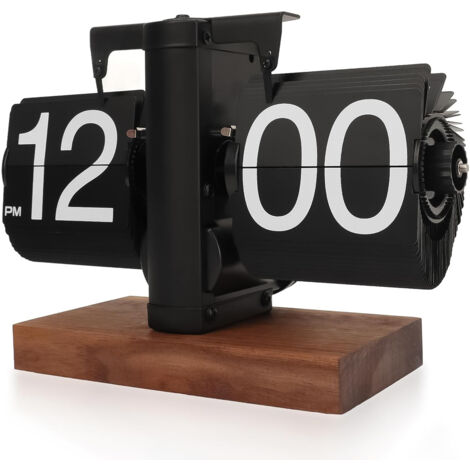 Horloge à Rabat rétro – Horloge de Bureau numérique à Rotation Automatique, Horloge de Bureau mécanique à Piles, Noir – Idéale pour la Maison, Le Bureau, la décoration de la Chambre (Piles Non)