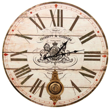 Horloge ancienne balancier archbutt & clarkson - Bois - Blanc - Décoration d'Autrefois