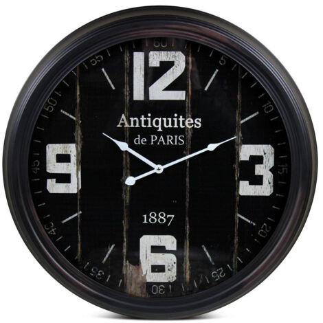 Horloge ancienne murale antiquités de paris - Métal - Noir - Décoration d'Autrefois