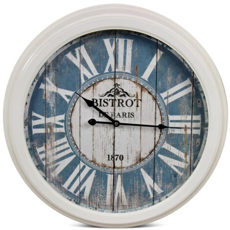 Horloge ancienne murale bistrot de paris - Métal - Bleu - Décoration d'Autrefois