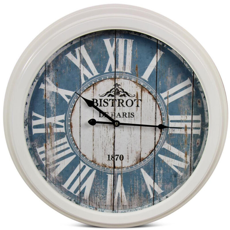 Horloge ancienne murale bistrot de paris - Métal - Bleu - Décoration d'Autrefois