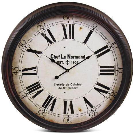 Horloge ancienne murale chef le normand - Métal - Blanc - Décoration d'Autrefois