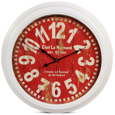 Horloge ancienne murale chef le normand - Métal - Rouge-Bordeaux - Décoration d'Autrefois