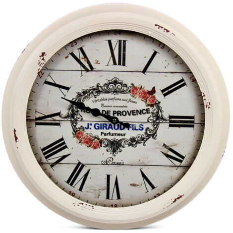 Horloge ancienne murale de provence - Métal - Blanc - Décoration d'Autrefois