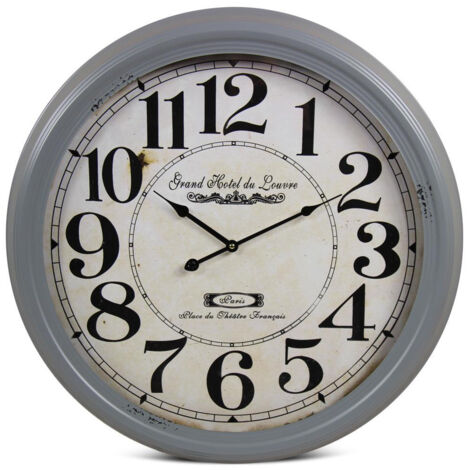 Horloge ancienne murale grand hôtel du louvre - Métal - Gris - Décoration d'Autrefois