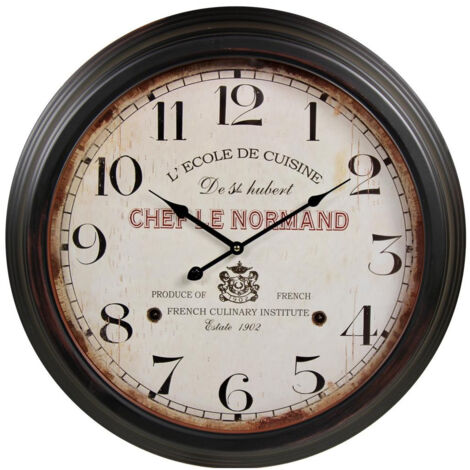 Horloge ancienne murale l'ecole de cuisine de st hubert - Métal - Blanc - Décoration d'Autrefois