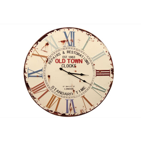 Horloge ancienne old town clocks - Métal - Blanc - Décoration d'Autrefois