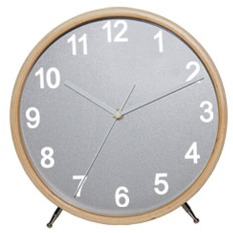 Horloge artistique en bois massif -Gris argenté avec lettrage blanc - convient pour les salons, les chambres, etc.
