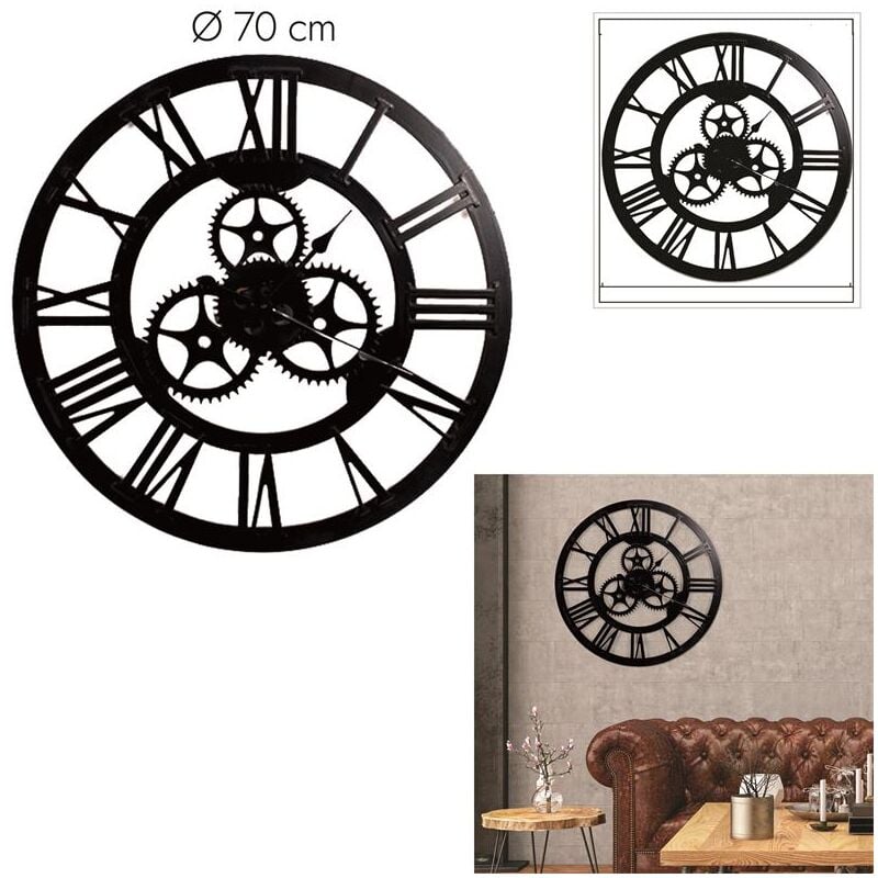 The Home Deco Factory - Horloge Engrenage 70cm