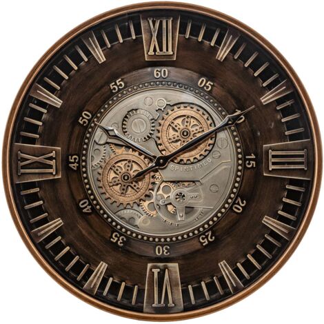 Atmosphera – Horloge murale vintage en métal – Cadran acier 59cm – Mécanisme silencieux – Décoration intérieure industrielle