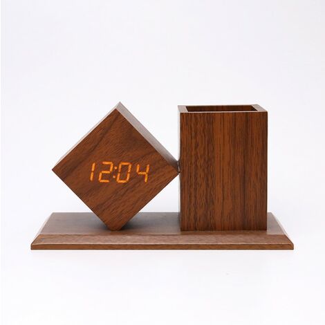 Horloge Bureau LED multi-horloge simple montre de bureau en bois.