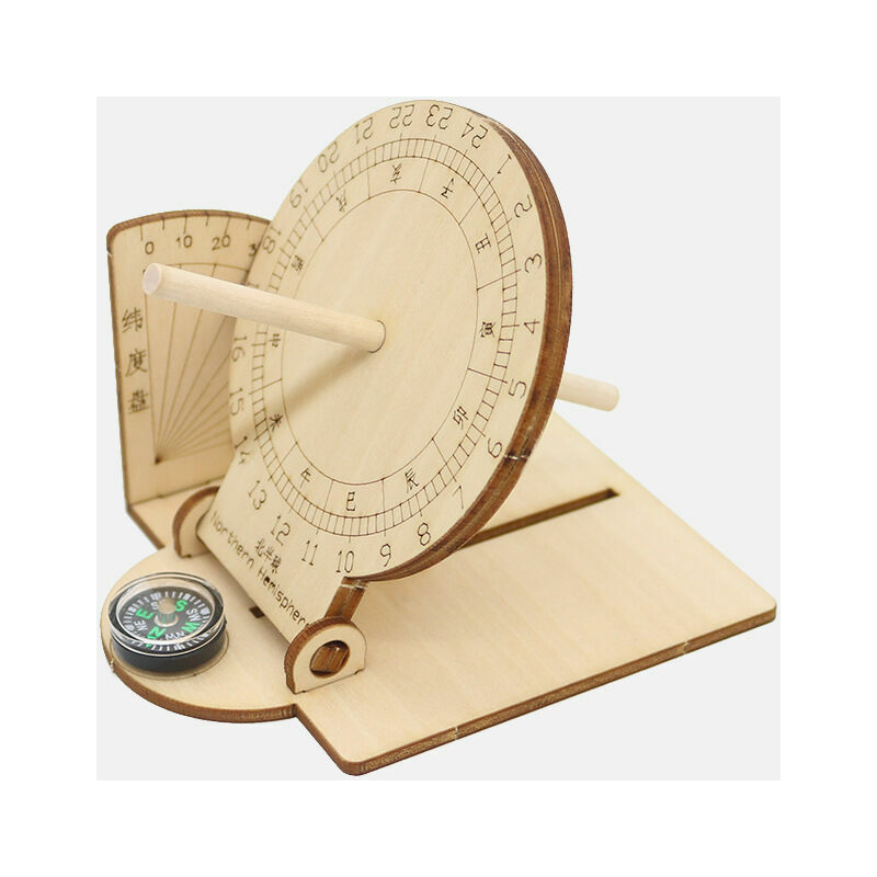 Horloge Cadran Solaire Équatorial Ornement Bricolage en Bois Éducatif Scientifique Cadran 118.510 cm,26g - Leisei