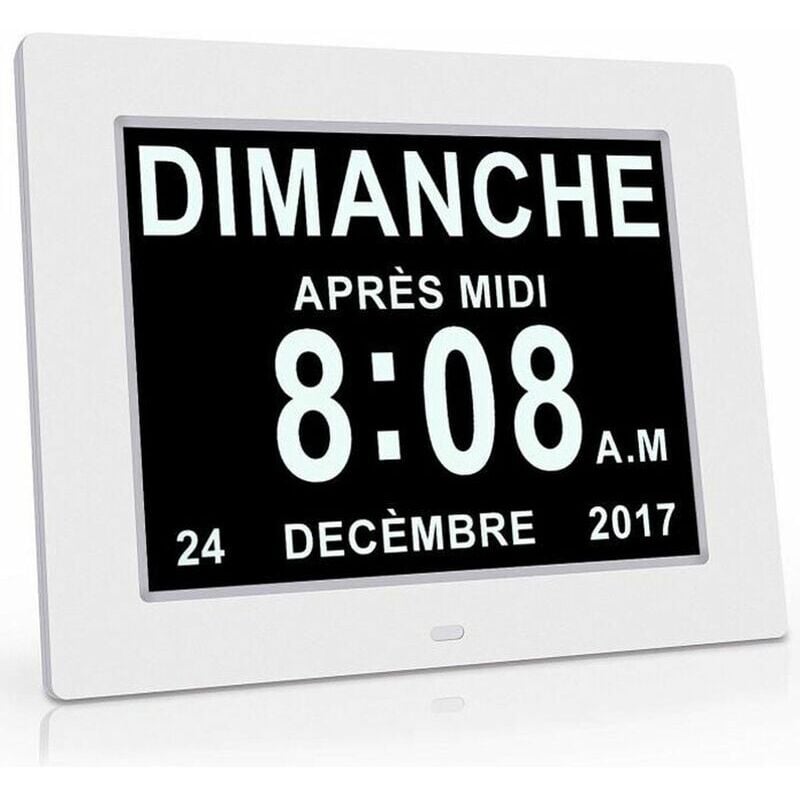 Versaillesfr - Horloge électronique à affichage lcd, affichage clair et grand caractère, gradation automatique, horloge de conversion en huit langues