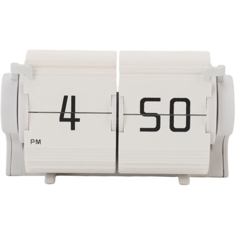 Horloge calendrier automatique à feuillets Mini réveil de bureau mécanique numérique rétro pour salon, bureau, bureau, format 12 heures, blanc