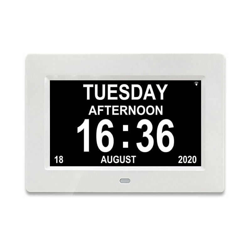 Horloge calendrier numérique lcd 7' avec date, Horloge calendrier avec date (blanc)