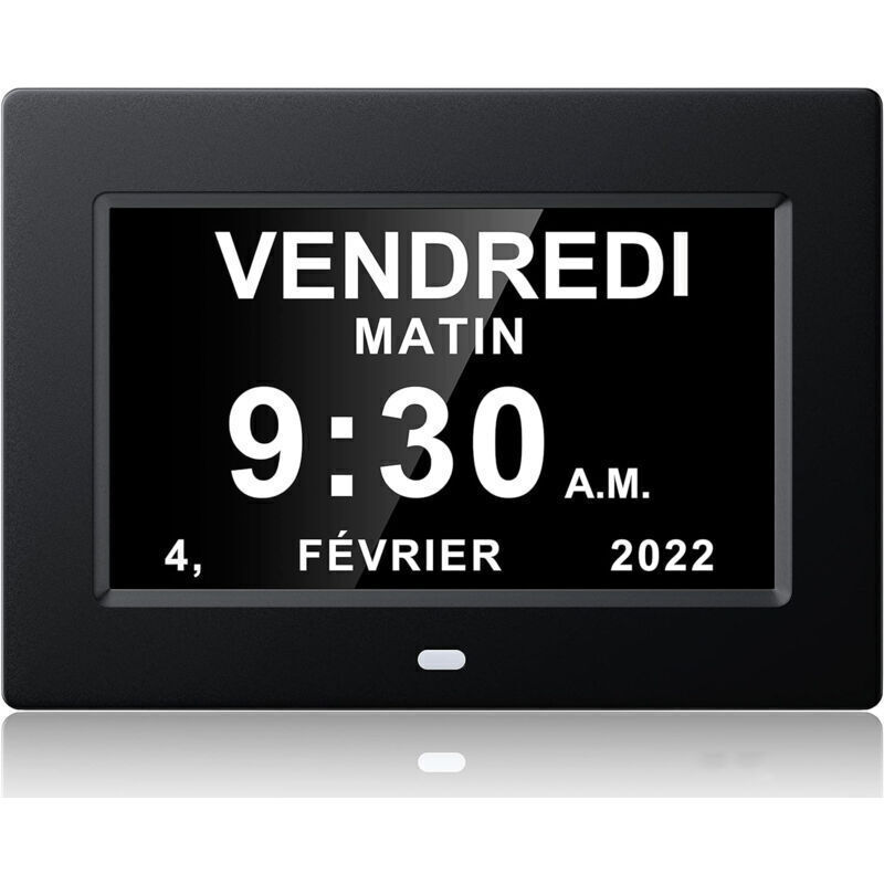 Horloge calendrier numérique One Piece 7 pouces avec date et heure, horloge Alzheimer pour parents, machine de rappel de médicaments-noir-20414324mm