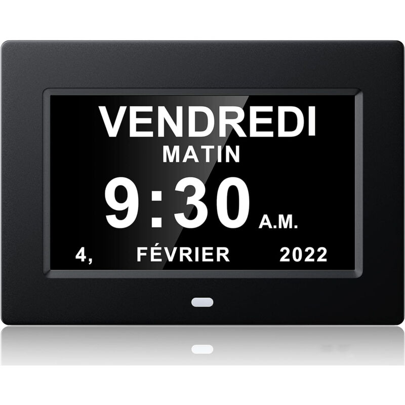 Horloge numérique 7 pouces – Grand écran lumineux 1024x600 – Affichage jour, mois, date – Installation facile à brancher