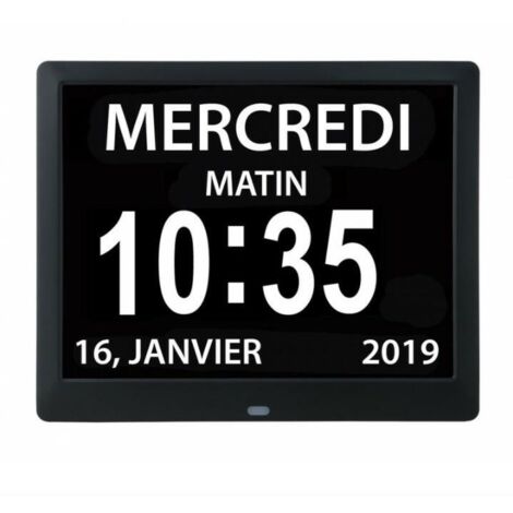 Horloge calendrier numérique One Piece 7 pouces avec date et heure, horloge Alzheimer pour parents, machine de rappel de médicaments pour grands-parents et enfants-noir-20414324mm