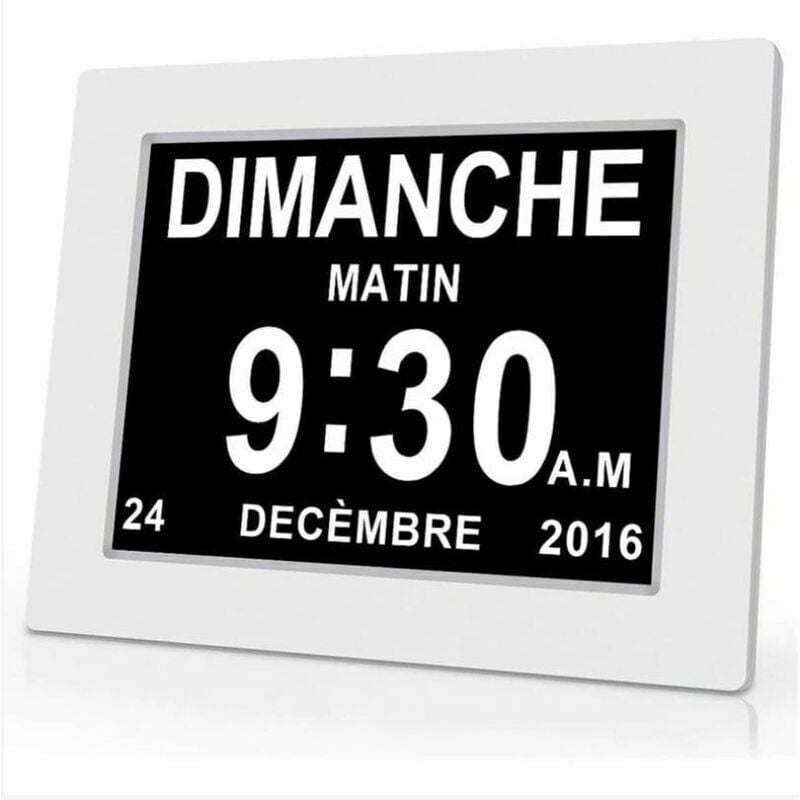 Horloge calendrier numérique - One Piece - 7 pouces - Avec date et heure - Horloge Alzheimer pour parents - Rappel de médicaments pour grands-parents