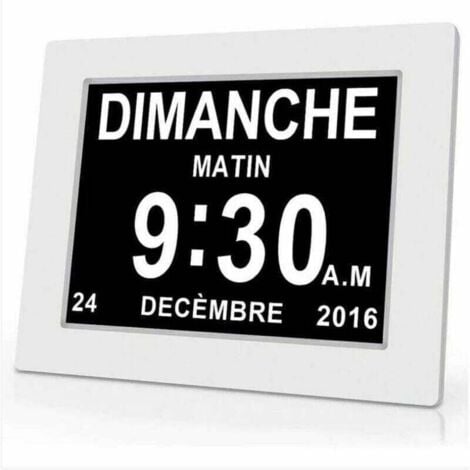 ALOVEZ Horloge calendrier numérique One Piece 7 pouces avec date et heure, horloge Alzheimer pour parents, rappel de médicaments pour grands-parents et enfants - Blanc - 20.414.32.4cm