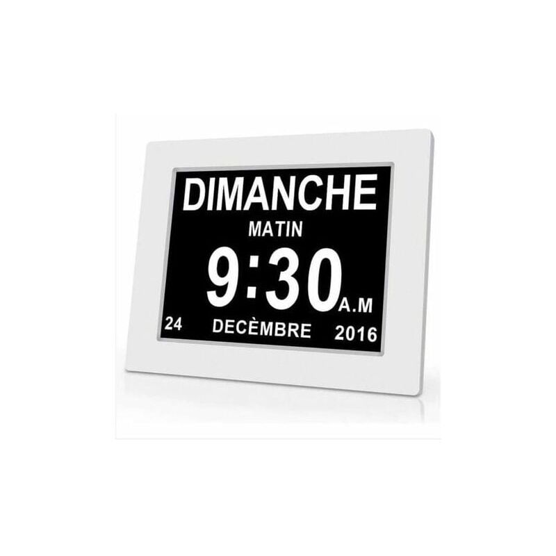 SNQ - Horloge calendrier numérique One Piece 7 pouces avec date et heure, horloge Alzheimer pour parents, rappel de médicaments pour grands-parents