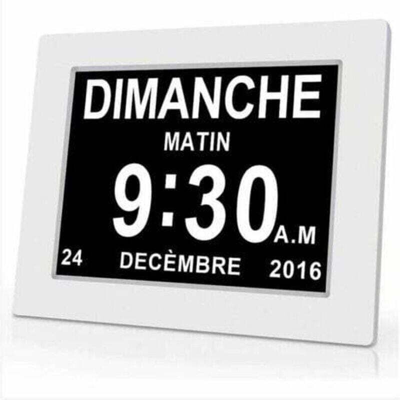 SNQ - Horloge calendrier numérique One Piece 7 pouces avec date et heure, horloge Alzheimer pour parents, rappel de médicaments pour grands-parents