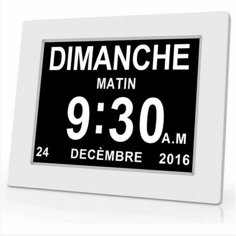 Horloge calendrier numérique One Piece 7 pouces avec date et heure, horloge Alzheimer pour parents, rappel de médicaments pour grands-parents et enfants - Blanc - 20414324mm
