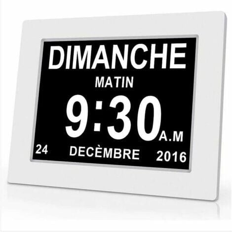 Horloge calendrier numérique One Piece 7 pouces avec date et heure, horloge Alzheimer pour parents, rappel de médicaments pour grands-parents et enfants - Blanc - 20414324mm