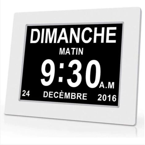 Horloge calendrier numérique One Piece 7 pouces avec date et heure, horloge Alzheimer pour parents, rappel de médicaments pour grands-parents et enfants - Blanc - 20414324mm
