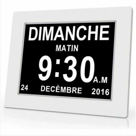 ULISEM Horloge calendrier numérique One Piece 7 pouces avec date et heure, horloge Alzheimer pour parents, rappel de médicaments pour grands-parents et enfants - Blanc - 20414324mm,IBUYKE