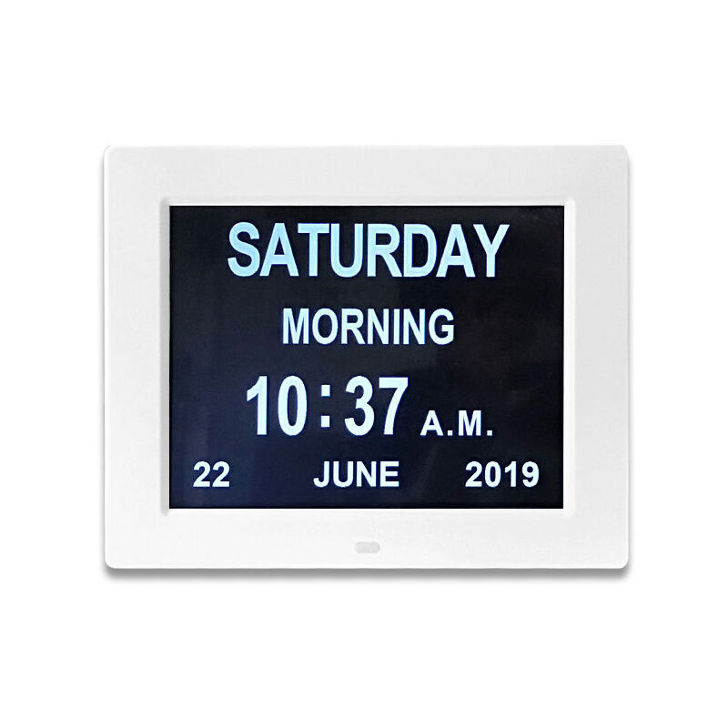 Shmshng - HorlogeHorloge calendrier numérique One Piece 8 pouces avec date et heure, horloge Alzheimer pour parents, rappel de médicaments pour