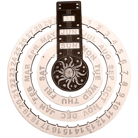 Horloge Calendrier Rotatif Perpétuel en Bois Naturel pour Salon, Modèle Classique Décoratif