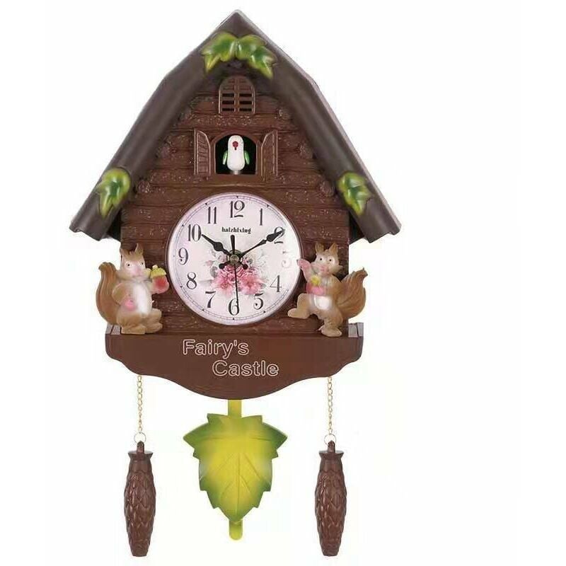 Horloge coucou décoration de salon horloge murale horloge à quartz silencieuse , marron