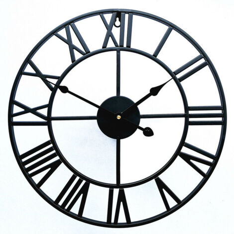 Horloge créative rétro en métal fer horloge murale romaine salon décoration horloge murale (45 cm)