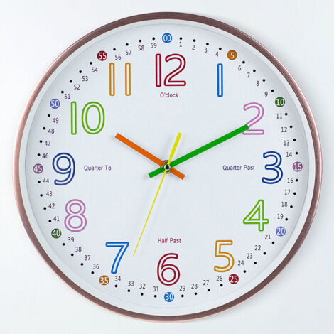 Horloge d'apprentissage analogique pour enfants - Horloge murale pour enfants - Horloge murale éducative, temps de lecture facile à apprendre,cadran d'apprentissage de diamètre 30 cm, silencieu